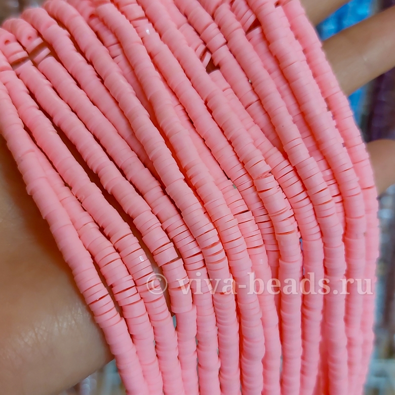 Нить Каучук (пластик) 4 мм цвет розовый (6479-РОЗ2) купить в Воронеже | Заказать в интернет-магазине Viva Beads

