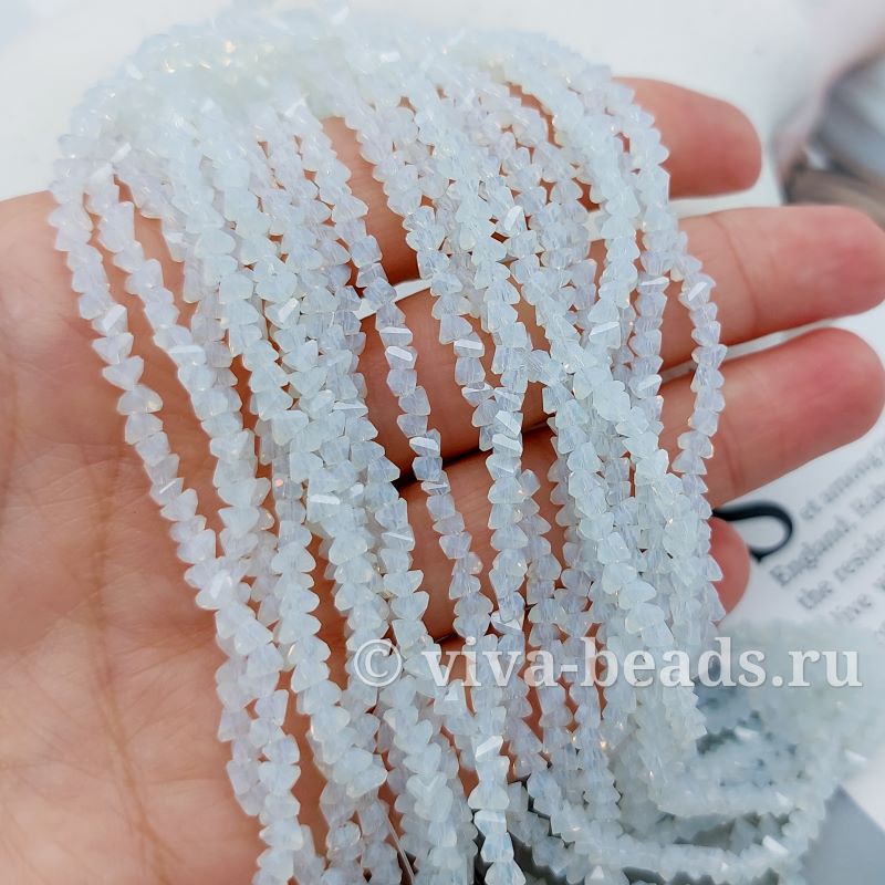 Нить 36 см Бусина стеклянная крошка ок. 3x2 мм опаловый (7338-3-ОПАЛ) купить в Воронеже  | Заказать в интернет-магазине Viva Beads
