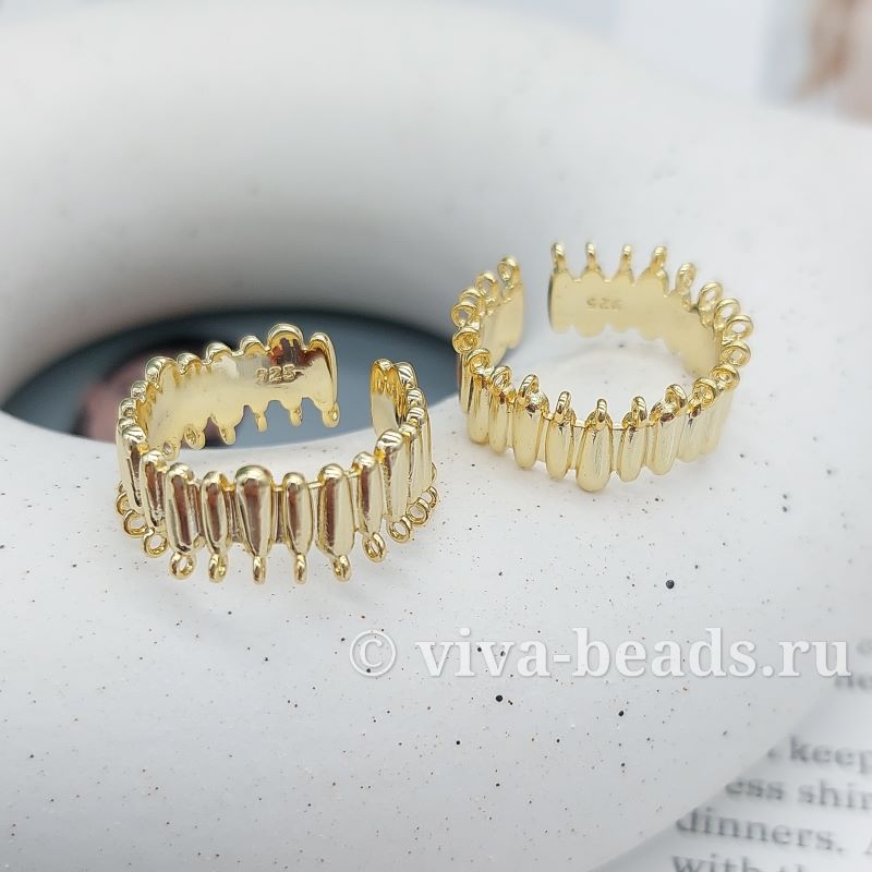 Основа для кольца с петельками свободный размер позолота (7467-З) купить в Воронеже | Заказать в интернет-магазине Viva Beads
