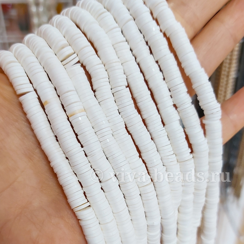 Нить 39 см Каучук (пластик) 6 мм цвет белый (5308-БЕЛ) купить в Воронеже | Заказать в интернет-магазине Viva Beads
