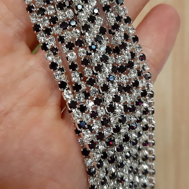 50 см Стразовая цепь 2 мм (SS6) Бордо + Crystal (4318) купить в Воронеже | Заказать в интернет-магазине Viva Beads
