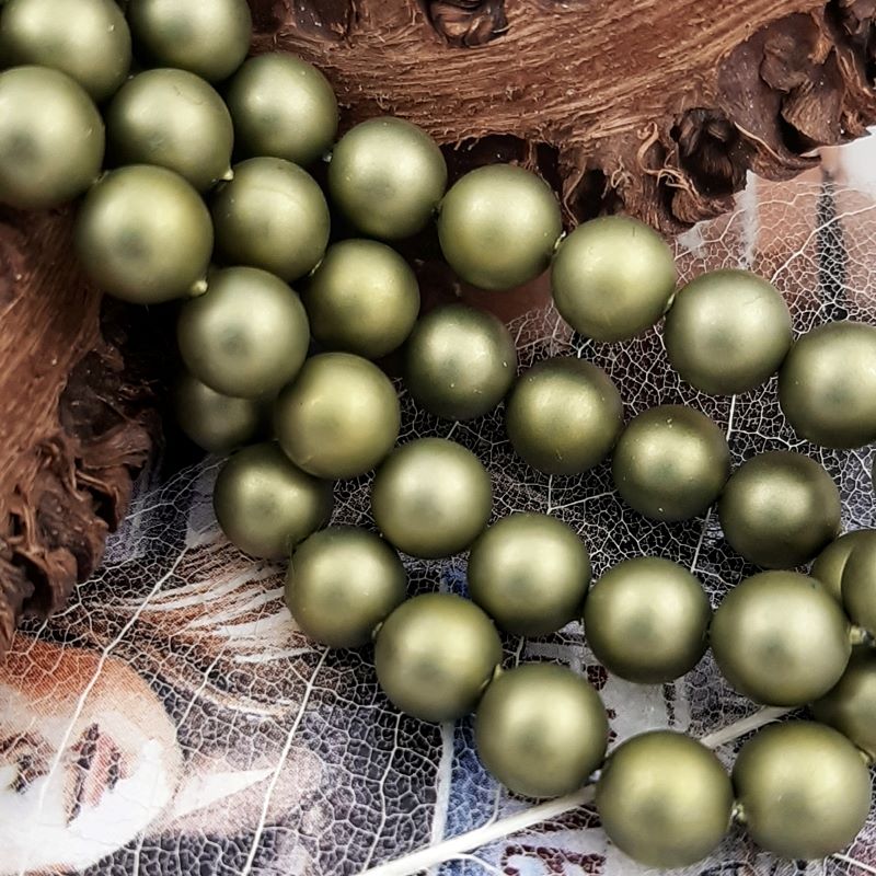 Жемчуг майорка матовый 6 мм оливковый (2920-6) купить в Воронеже | Заказать в интернет-магазине Viva Beads
