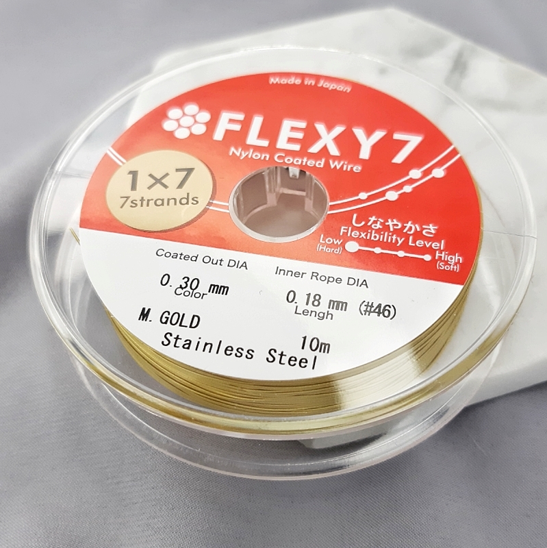 1 м Тросик FLEXY 7 - 0.3 мм цвет золото (5260) купить в Воронеже | Заказать в интернет-магазине Viva Beads
