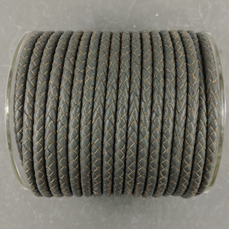 50 см Шнур кожаный плетеный СЕРЫЙ 5 мм (2808)