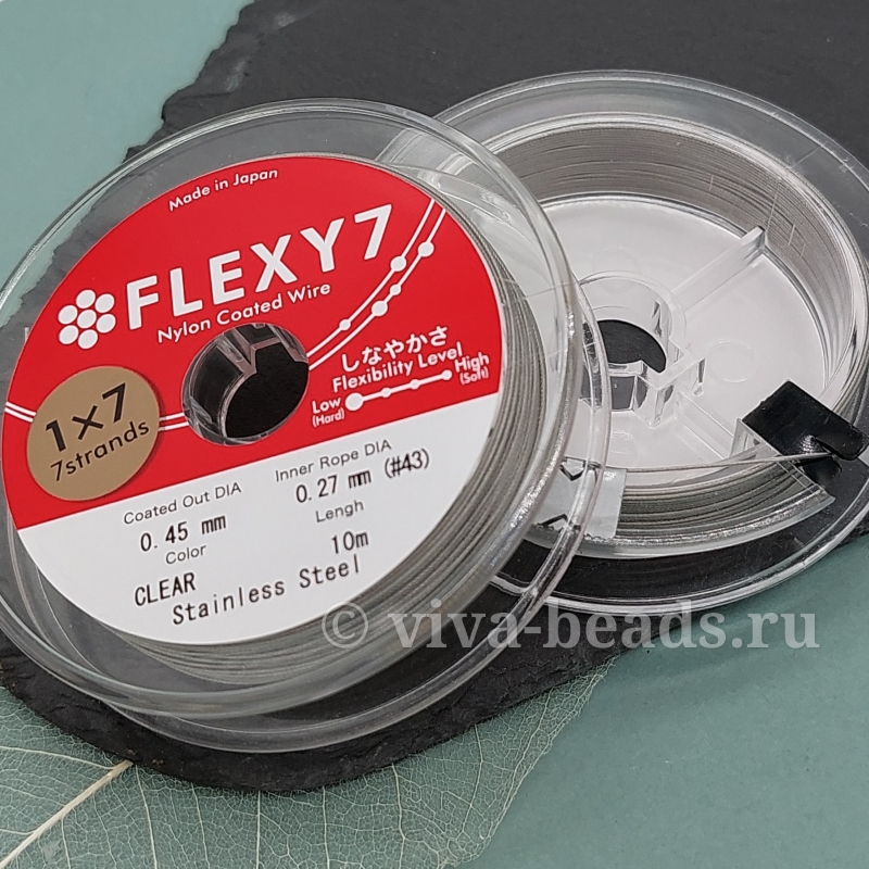 1 м Тросик FLEXY 7 - 0,45 мм цвет стальной (6440-C) купить в Воронеже | Заказать в интернет-магазине Viva Beads
