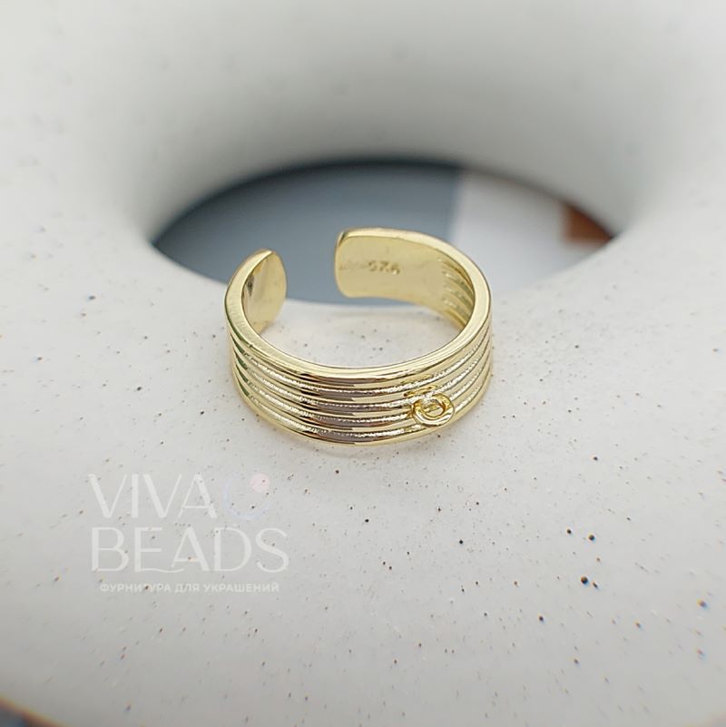 Основа для кольца с петлей свободный размер позолота (7573-З) купить в Воронеже | Заказать в интернет-магазине Viva Beads
