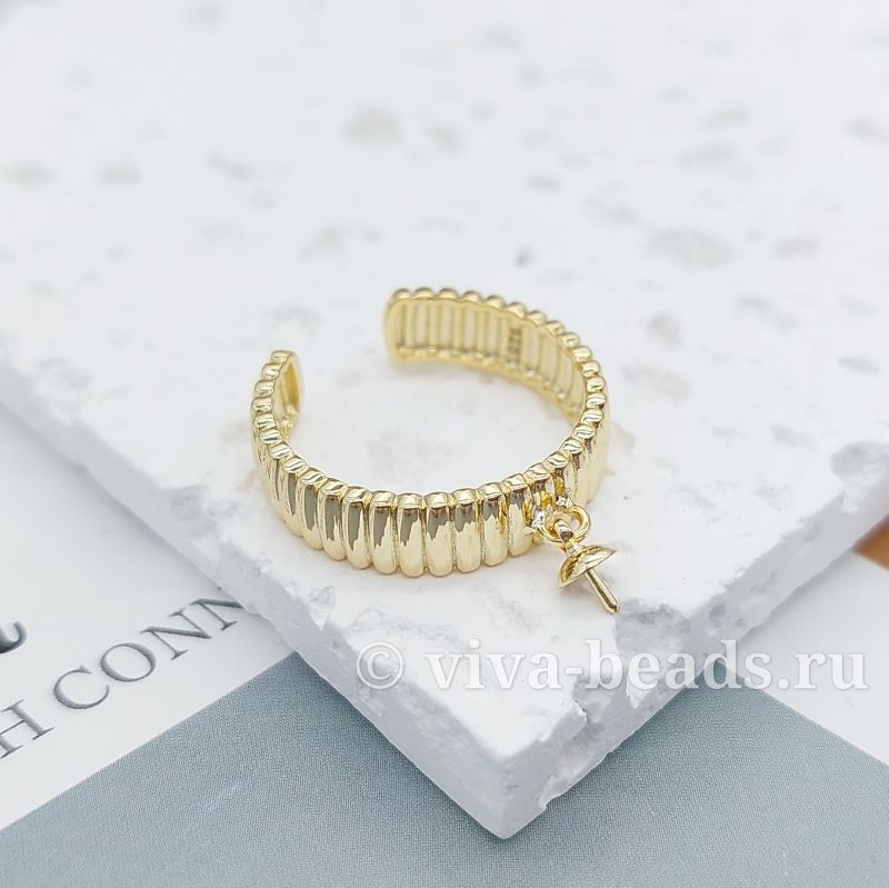 Основа для кольца с петелькой свободный размер позолота (7225-З) купить в Воронеже | Заказать в интернет-магазине Viva Beads
