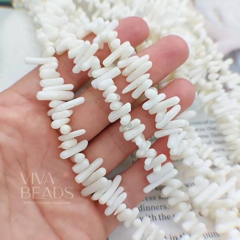 Нить 19 см Коралл натур. игольчатый белый (1964) купить в Воронеже | Заказать в интернет-магазине Viva Beads
