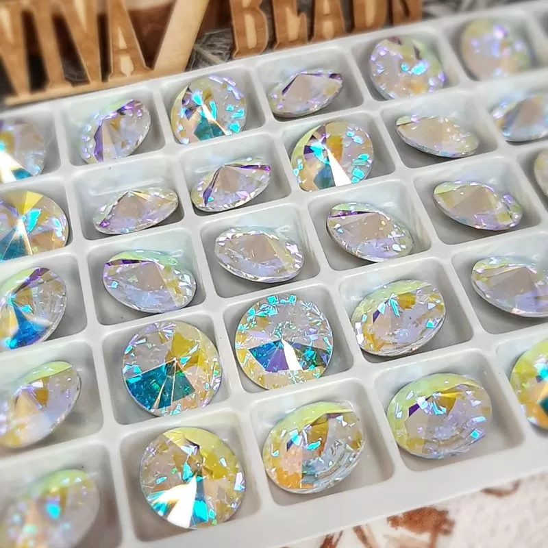 Риволи 12 мм хрустальное стекло CRYSTAL AB (4146) купить в Воронеже | Заказать в интернет-магазине Viva Beads
