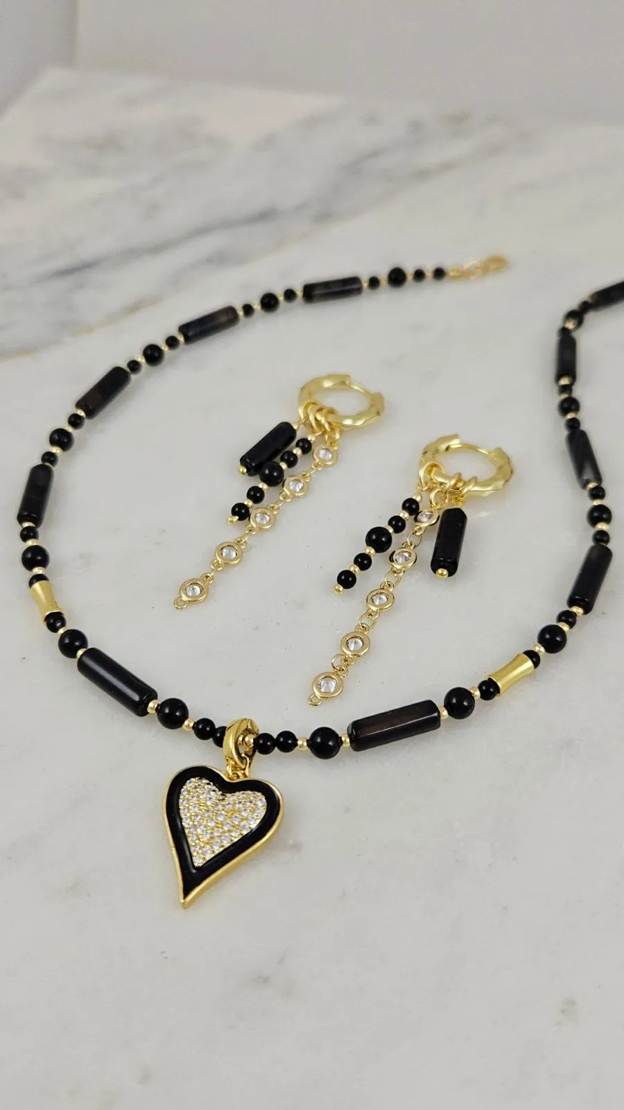 Black Charm — набор для создания чокера и серег-конго с черным ониксом (НАБОР-73) купить с доставкой по России | Интернет-магазин Viva Beads