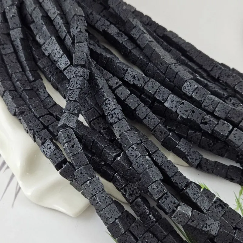 Нить 19 см Лава натуральная бусины куб ок. 8.5 мм черный (4559-8) купить в Воронеже | Заказать в интернет-магазине Viva Beads

