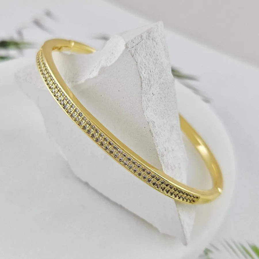 Браслет жесткий 63х55х3.8 мм, позолота 14К (10032-З) купить с доставкой по России | Интернет-магазин Viva Beads