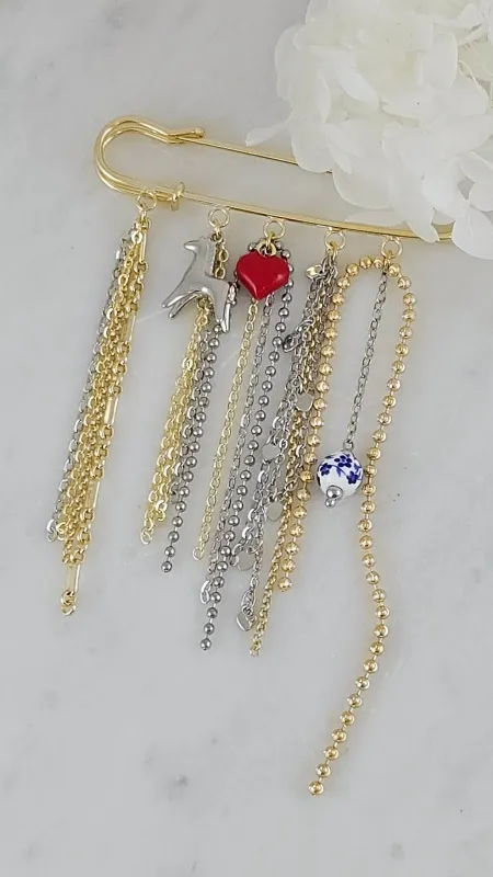 Русский стиль — набор материалов для создания актуальной броши с цепями (НАБОР-77) купить с доставкой по России | Интернет-магазин Viva Beads