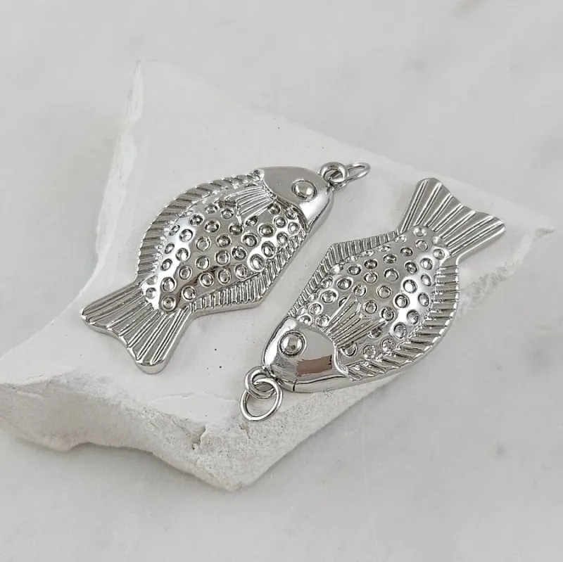 Подвеска Рыба 34.3х16.3 мм, родиевое покрытие (10129-Р) купить с доставкой по России | Интернет-магазин Viva Beads