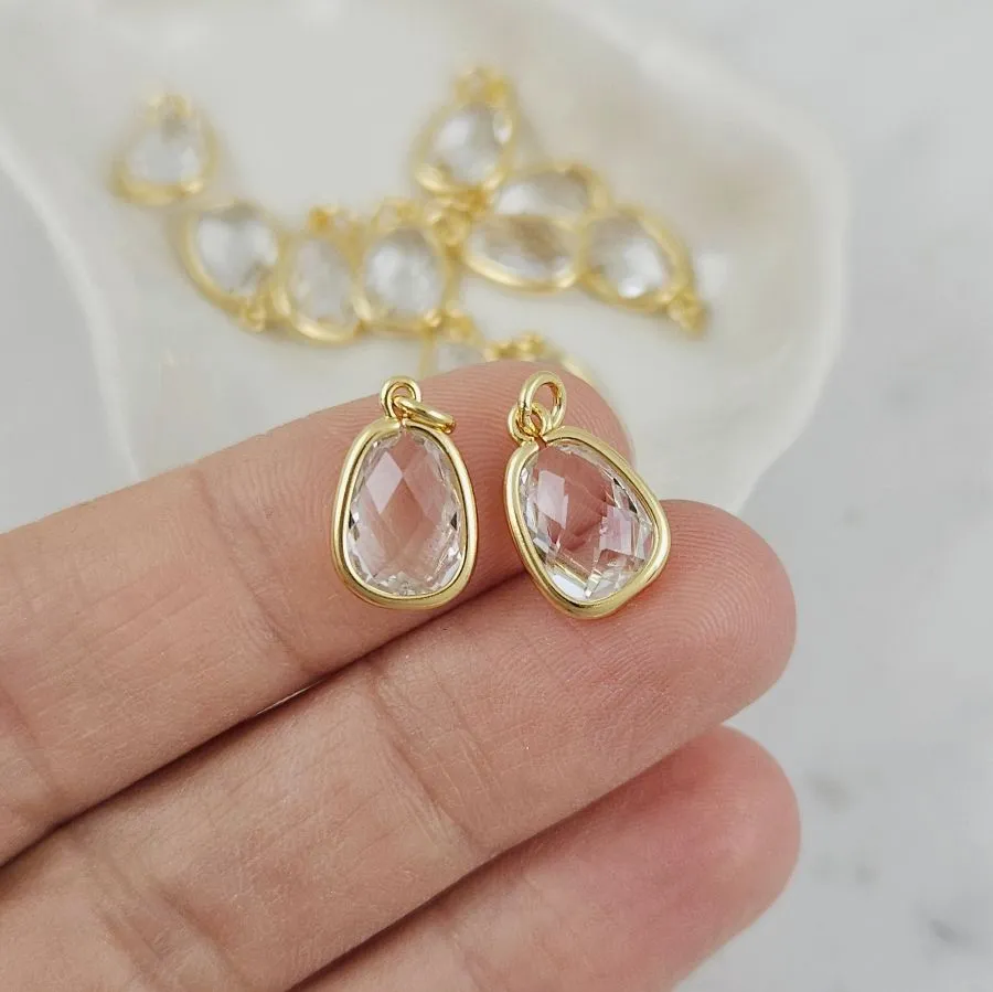 Подвеска Капля с кристаллом 13.3х8.5 мм позолота 14К (10190-З) купить с доставкой по России | Интернет-магазин Viva Beads