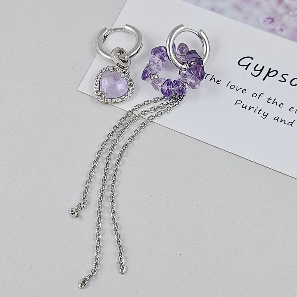 Дуэт Сердца и Кольца: Мастер-класс по созданию асимметричных сережек-конго из аметрина