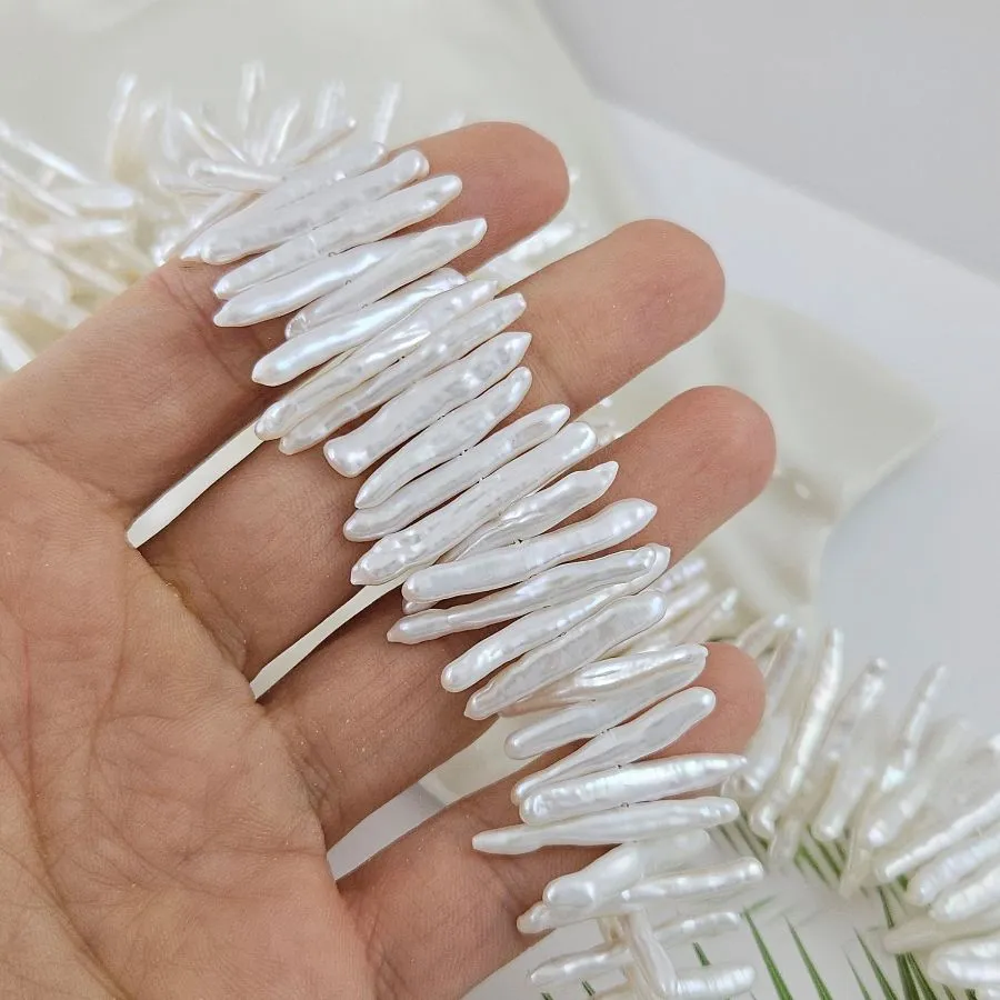 5 шт. Жемчуг натуральный барокко 22-29х2-4 мм палочки , АА белый (1006-Б) купить с доставкой по России | Интернет-магазин Viva Beads