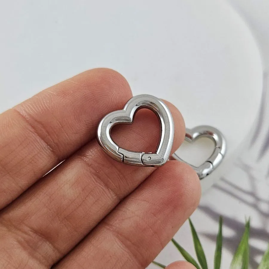 Замок карабин сердце ок. 16х16х3 мм нержавеющая сталь (10059-16) замок для украшений купить с доставкой по России | Интернет-магазин Viva Beads