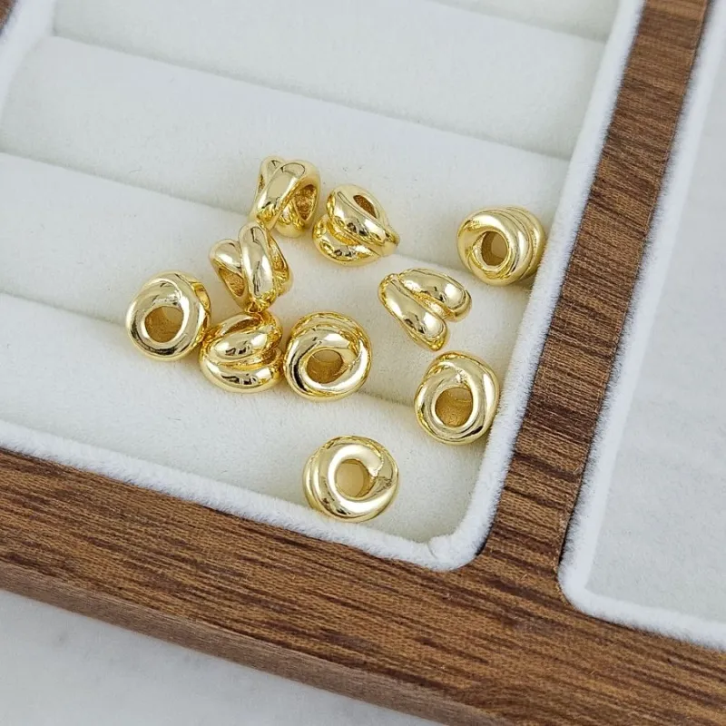 1 шт. Бусина разделитель 7.5х6.1 мм, внутр. d 3 мм, позолота 14К (9636-7-З) купить с доставкой по России | Интернет-магазин Viva Beads