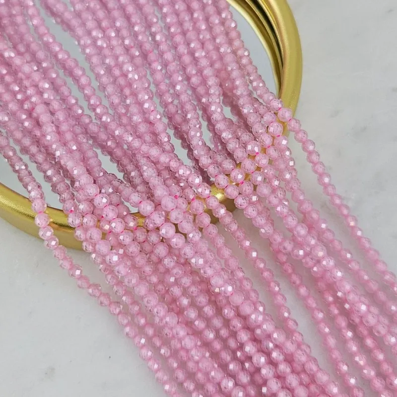 Нить 18 см Фианиты 3 мм граненые бусины, розовый (5472-РОЗ) купить с доставкой по России | Интернет-магазин Viva Beads