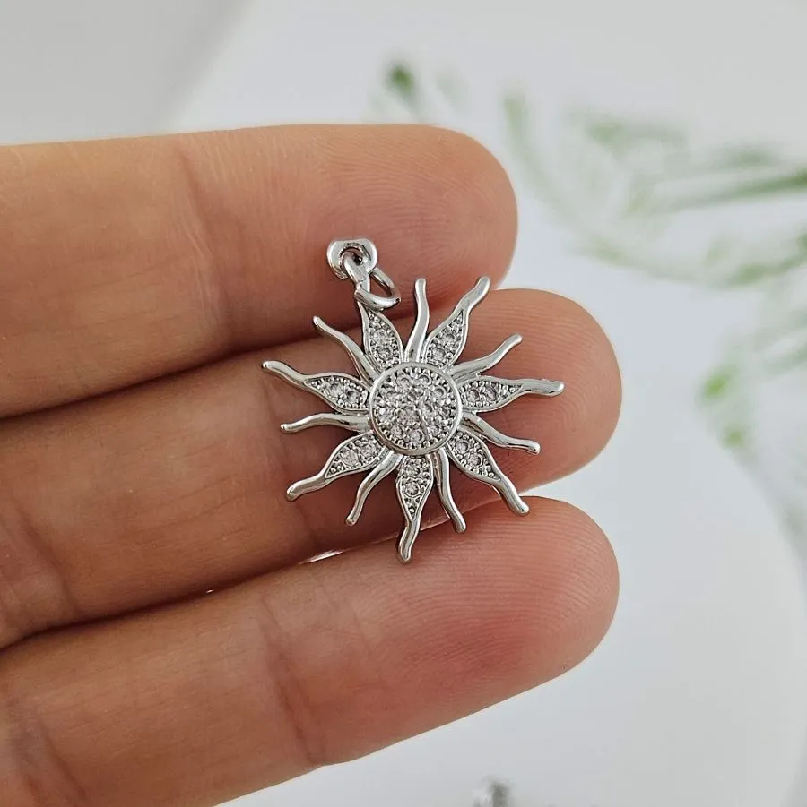 Подвеска Солнце с фианитами 21.8х20 мм родиевое покрытие (4713-20-Р)