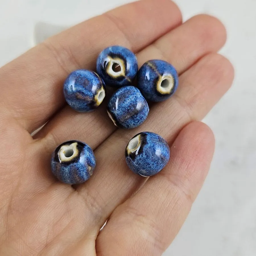 1 шт. Бусина керамическая 10-11 мм синий (10128-СИН) купить с доставкой по России | Интернет-магазин Viva Beads