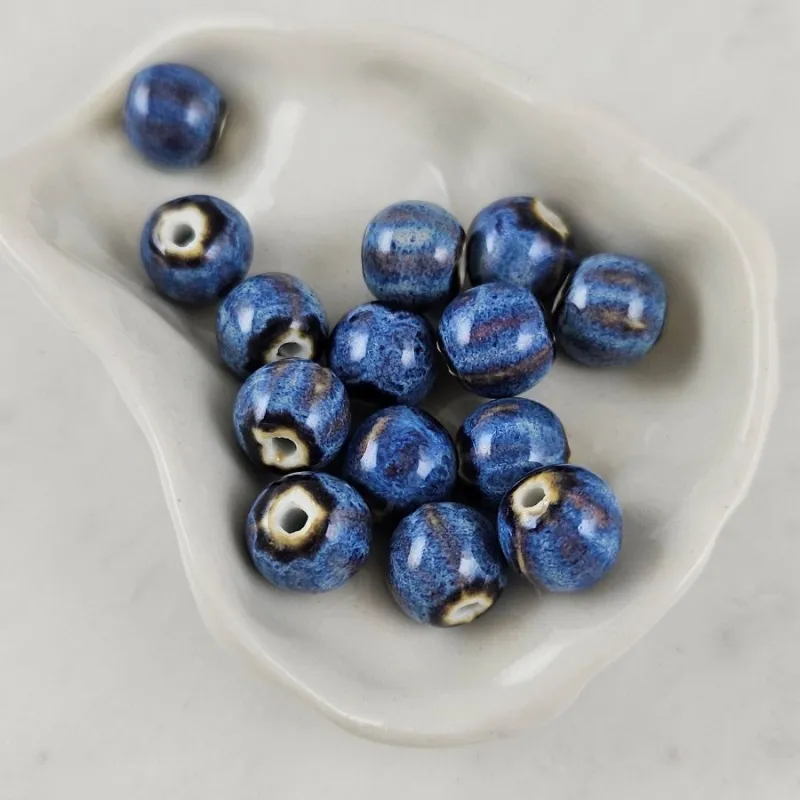 1 шт. Бусина керамическая 10-11 мм синий (10128-СИН) купить с доставкой по России | Интернет-магазин Viva Beads