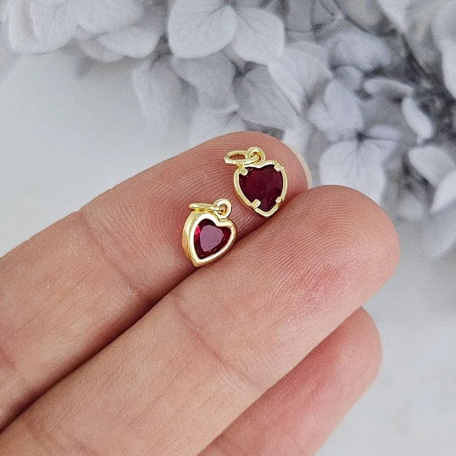 Подвеска Сердце с фианитом 6х8 мм красный, позолота 14К (8030-ЗКРАС) купить с доставкой по России | Интернет-магазин Viva Beads