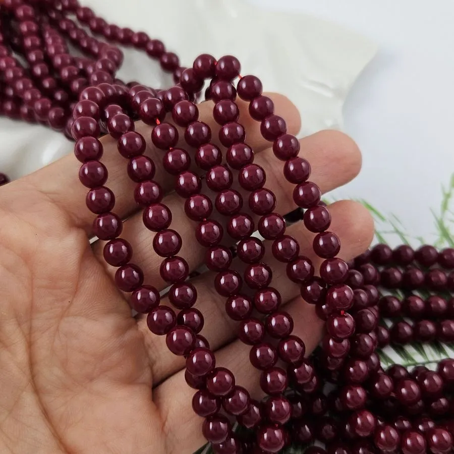 Нить 20 см Жемчуг майорка 6 мм, бусина гладкий шар, бордовый (1004-6) купить в Воронеже | Заказать в интернет-магазине Viva Beads
