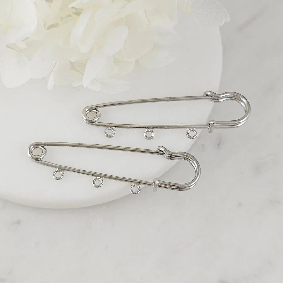 Булавка основа для броши 50 мм, 3 петли, родиевое покрытие (9600-3-Р) купить с доставкой по России | Интернет-магазин Viva Beads