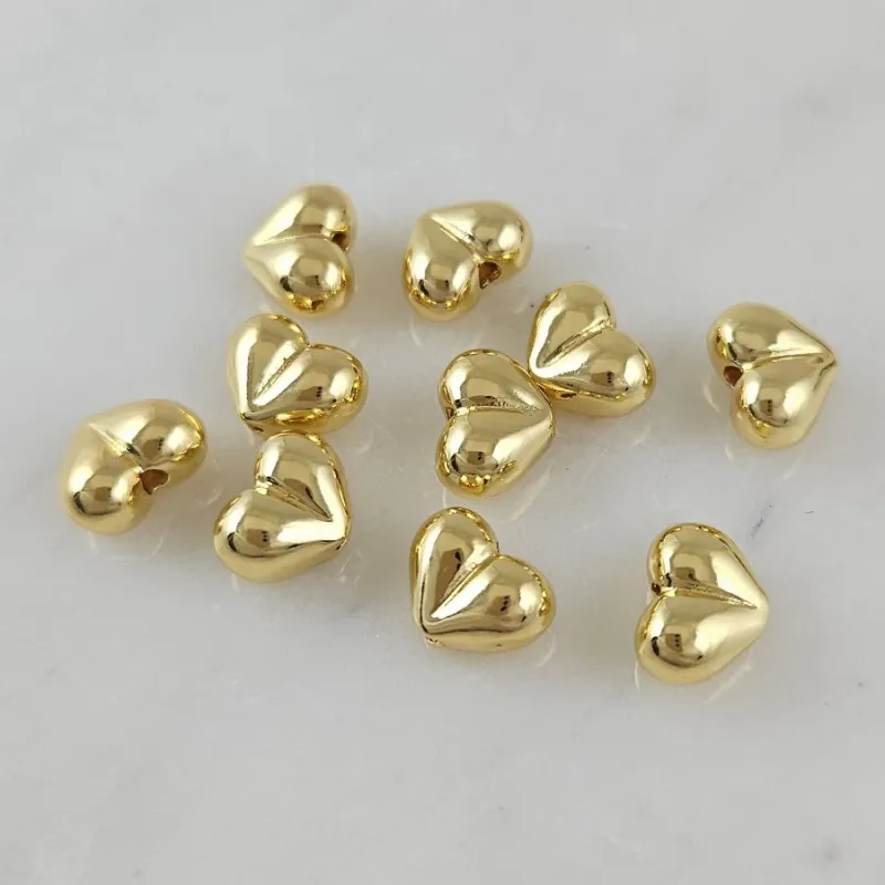 1 шт. Бусина разделитель Сердце 7.5х10х5.3 мм, позолота 14К (10108-З) купить с доставкой по России | Интернет-магазин Viva Beads