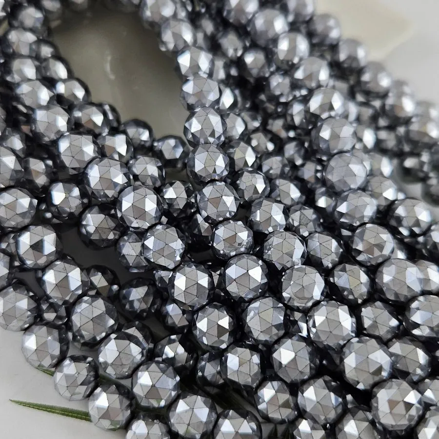 Нить 19 см Гематит, гематин 8 мм бусина ювелирной огранки, цвет платина (9028-8-П) для бижутерии купить с доставкой по России | Интернет‑магазин Viva Beads
