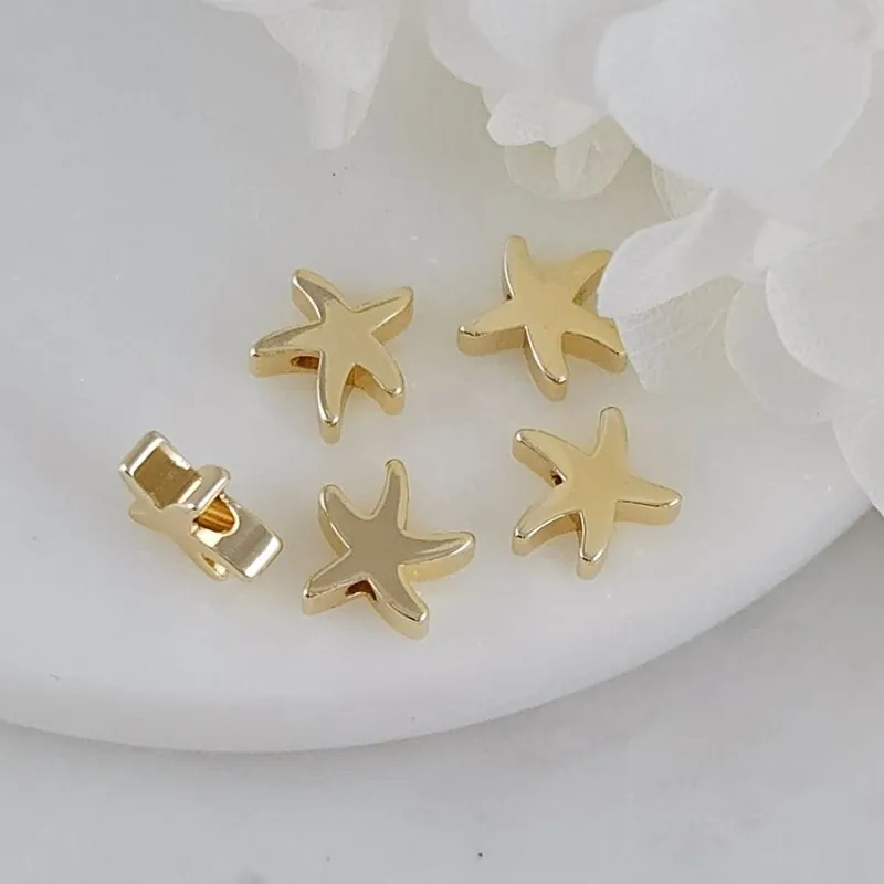 1 шт. Бусина разделитель Морская звезда 8.8х9 мм, позолота 14К (10219-З) купить с доставкой по России | Интернет-магазин Viva Beads