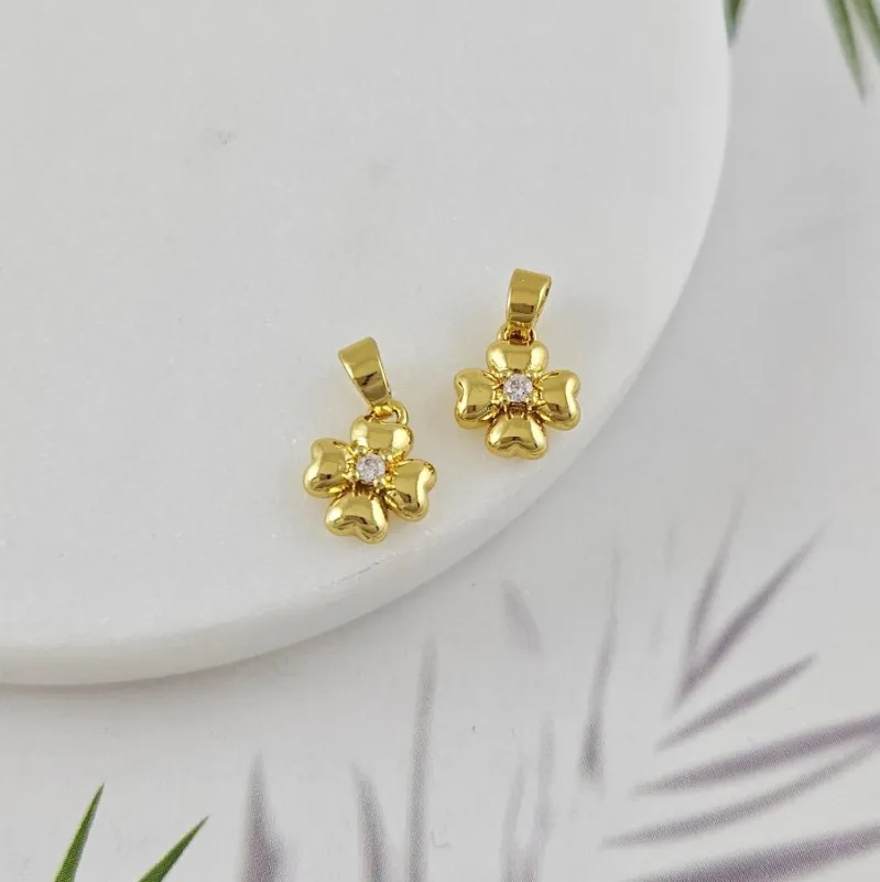 Подвеска Цветок 10.4х9 мм с фианитом, позолота 14К (10039-З) купить с доставкой по России | Интернет-магазин Viva Beads