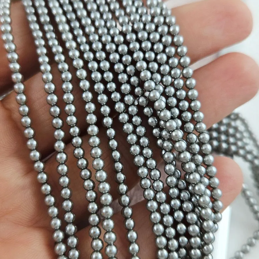Нить 39 см Жемчуг Майорка ок. 2.6 мм круглые бусины, серый (6330-2) купить с доставкой по России | Интернет-магазин Viva Beads