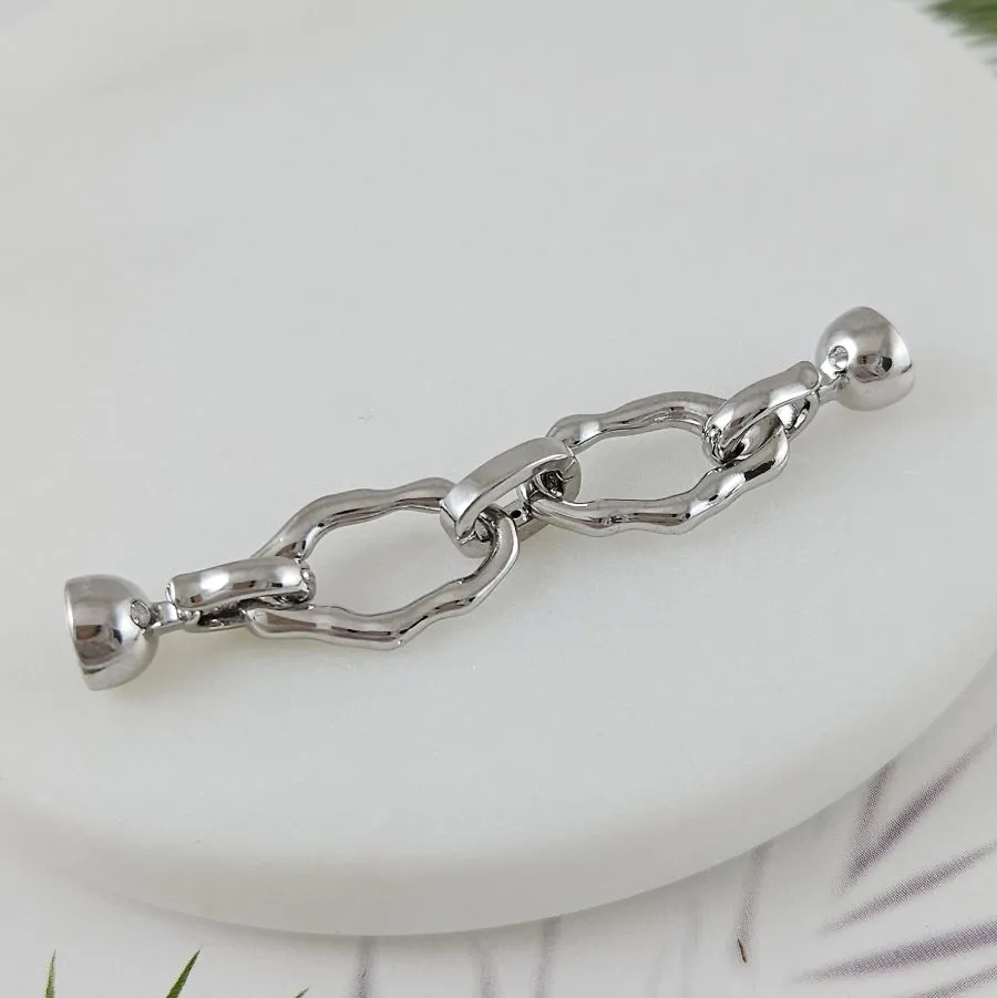 Замок с карабинами 57 мм с фианитами, родиевое покрытие (9965-Р) купить в Воронеже | Заказать в интернет-магазине Viva Beads
