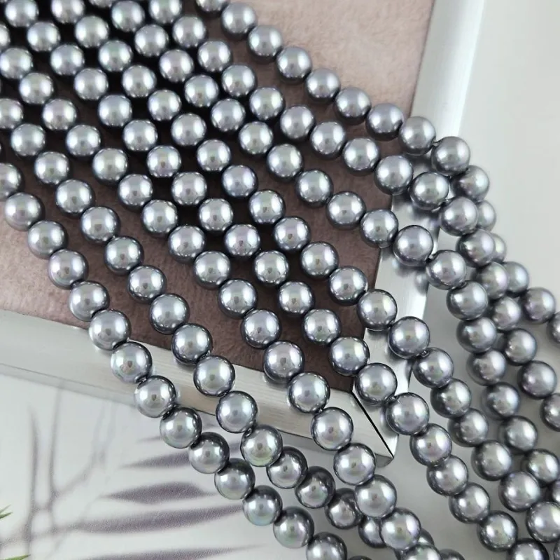 Нить 19 см Жемчуг Майорка 6 мм круглые бусины, серый (6330-6) купить с доставкой по России | Интернет-магазин Viva Beads