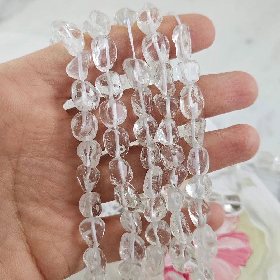 Нить 19 см Горный хрусталь натуральный 9-12x8-13x5-7 мм бусины фри форм, галтовка (8569) для бижутерии купить с доставкой по России | Интернет‑магазин Viva Beads
