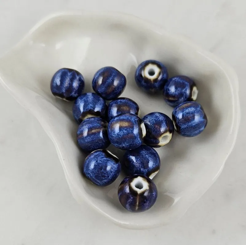 1 шт. Бусина керамическая 10-11 мм темно-синий (10128-ТСИН) купить с доставкой по России | Интернет-магазин Viva Beads
