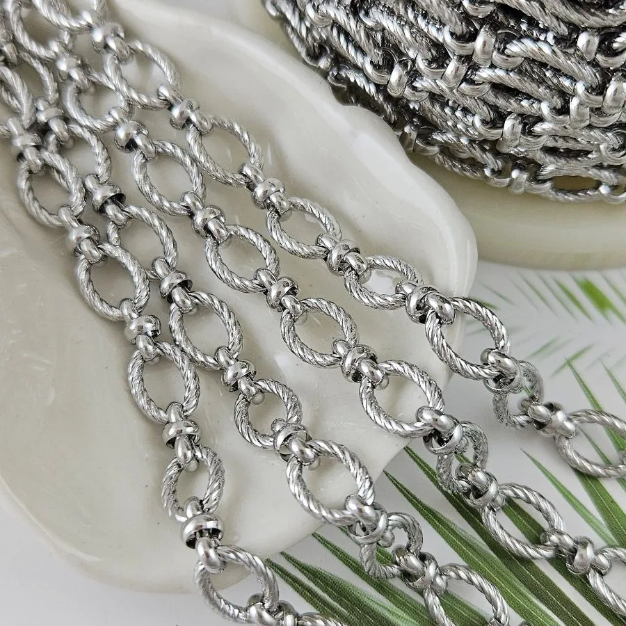 10 см Цепь овальная толщиной 8 мм, родиевое покрытие (5572-Р) купить в Воронеже  | Заказать в интернет-магазине Viva Beads
