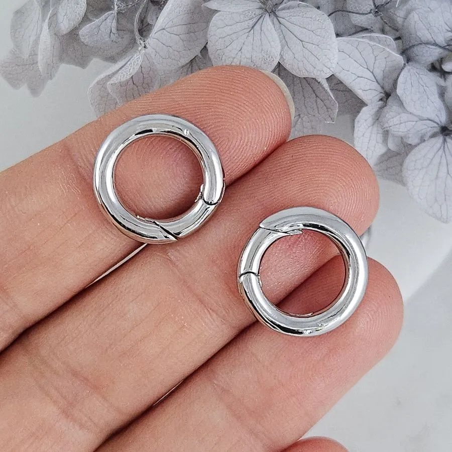 Замок круглый карабин 15х2.7 мм родиевое покрытие (7870-Р) замок для украшений купить с доставкой по России | Интернет-магазин Viva Beads