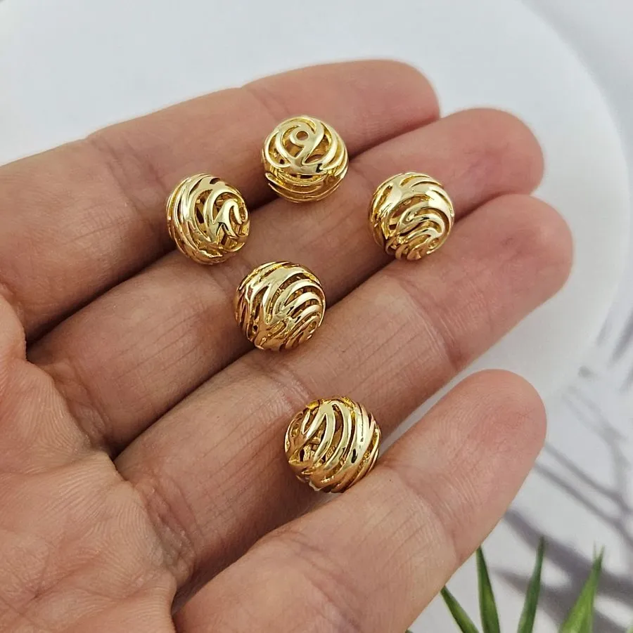 1 шт. Бусина ажурная 9.4х9.7 мм, позолота 14К (10045-З) купить с доставкой по России | Интернет-магазин Viva Beads