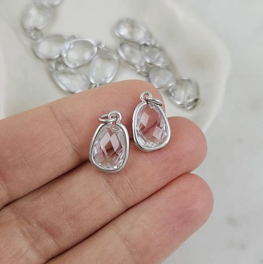 Подвеска Капля с кристаллом 13.3х8.5 мм родиевое покрытие (10190-Р) купить с доставкой по России | Интернет-магазин Viva Beads