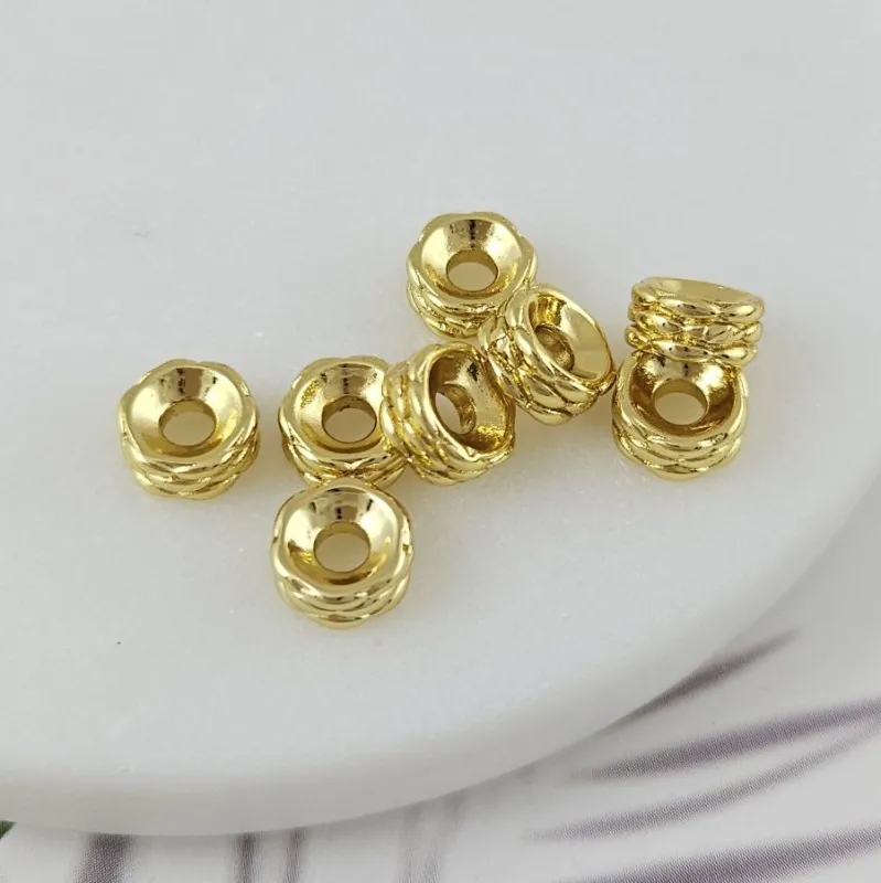 1 шт. Бусина разделитель 7.6х3.5 мм рондель, позолота 18К (9962-З) купить в Воронеже | Заказать в интернет-магазине Viva Beads
