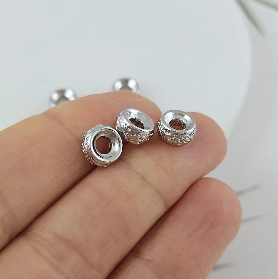 1 шт. Бусина разделитель 7.4х3.7 мм рондель, родиевое покрытие (9963-Р) купить в Воронеже | Заказать в интернет-магазине Viva Beads
