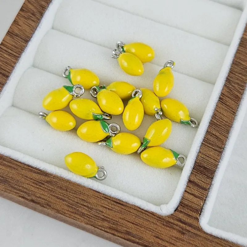 Подвеска лимон 12.9х6 мм эмаль, желтый,  цвет платины (10262-П) купить с доставкой по России | Интернет-магазин Viva Beads