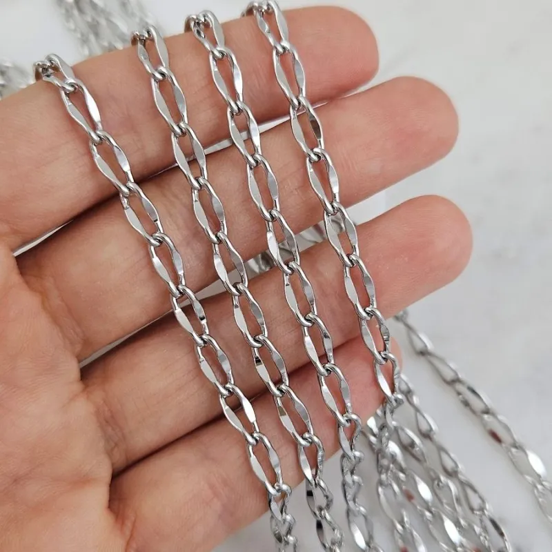 10 см Цепь овальная 4 мм толщиной, родиевое покрытие (10198-Р) купить с доставкой по России | Интернет-магазин Viva Beads