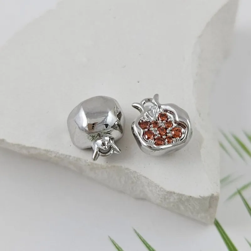 Подвеска Гранат 10.5x9.8x6.5 мм с фианитами, родиевое покрытие (5614-Р)