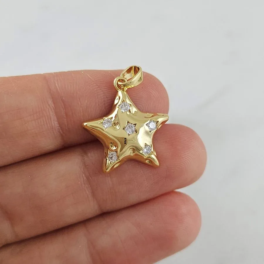 Подвеска Звезда 18.3x17 мм с фианитами, позолота 14К (10115-З) купить с доставкой по России | Интернет-магазин Viva Beads