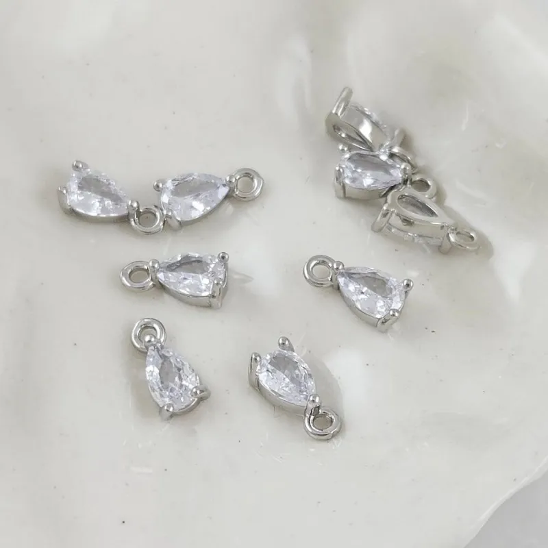 Подвеска Капля 9х4.4 мм с фианитом, родиевое покрытие (10132-Р) купить с доставкой по России | Интернет-магазин Viva Beads